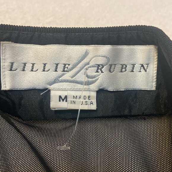 VINTAGE LILLIE RUBIN Made In USA Size M Black Dressy Jacket Long Sheer Sleeves - Picture 11 of 13